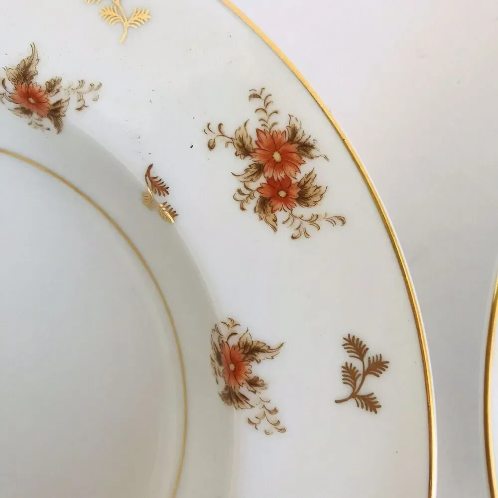 Noritake China 5153 DULCY 2 Soup Bowl Made In Japan Ivory Floral Gold Edge